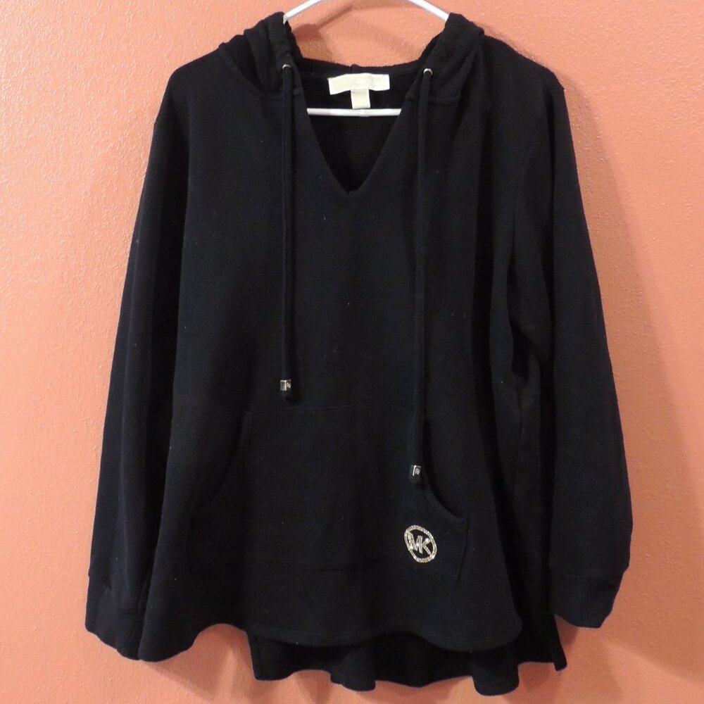 Michael Kors Shirt Woman 2X Large Black Long Sleeve Pullover Hoodie Shirt